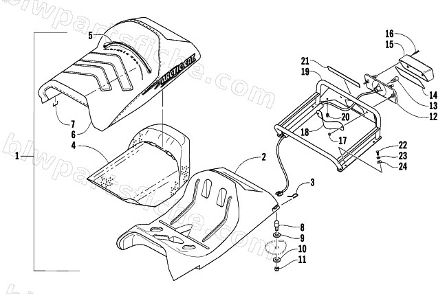 SEAT, RACK, AND TAILLIGHT ASSEMBLY diagram