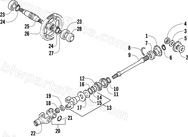 SECONDARY GEAR/OUTPUT SHAFT ASSEMBLY diagram