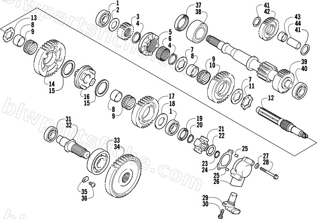 SECONDARY TRANSMISSION ASSEMBLY diagram