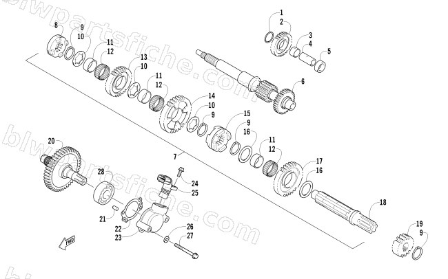 SECONDARY TRANSMISSION ASSEMBLY diagram