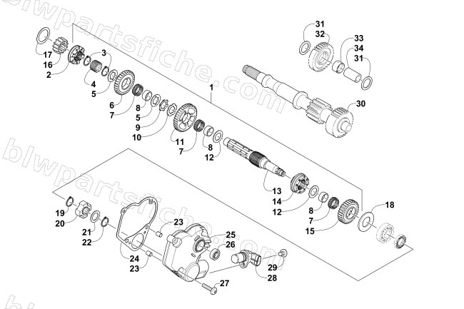 SECONDARY TRANSMISSION ASSEMBLY diagram