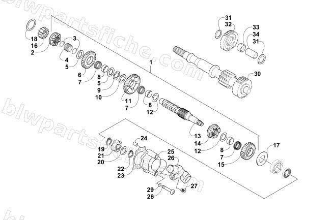SECONDARY TRANSMISSION ASSEMBLY diagram
