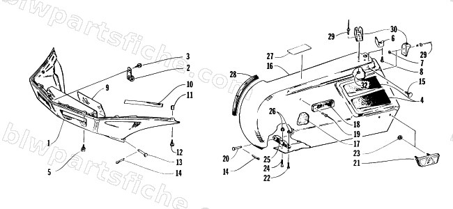 SIDE PODS AND NOSEPIECE ASSEMBLIES diagram