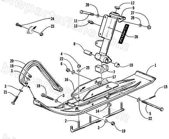 SKI AND SPINDLE ASSEMBLY diagram