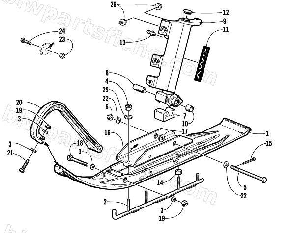 SKI AND SPINDLE ASSEMBLY diagram