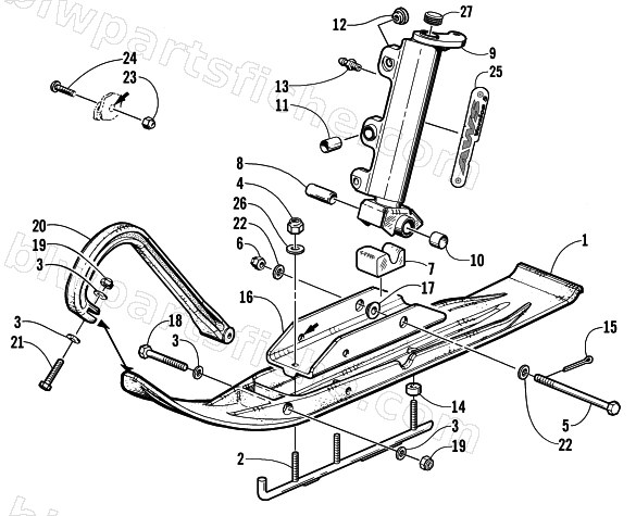 SKI AND SPINDLE ASSEMBLY diagram