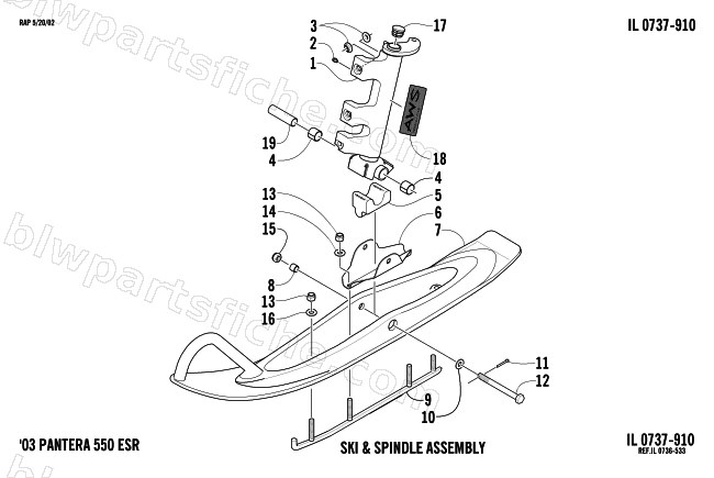 SKI AND SPINDLE ASSEMBLY diagram