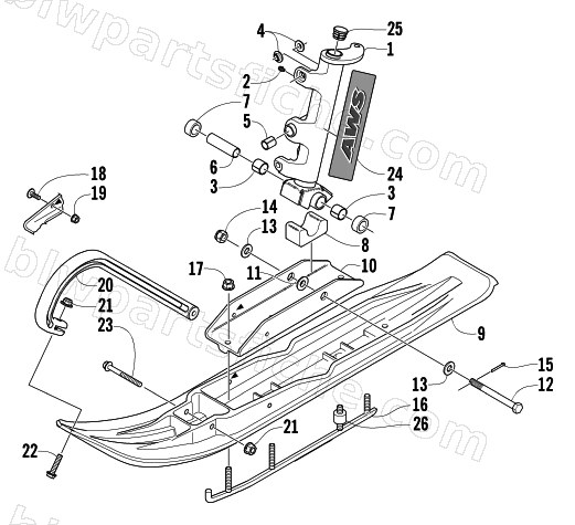 SKI AND SPINDLE ASSEMBLY diagram