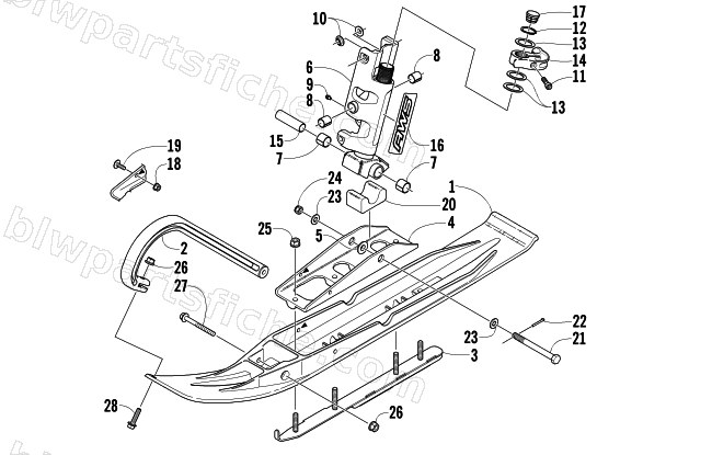 SKI AND SPINDLE ASSEMBLY diagram