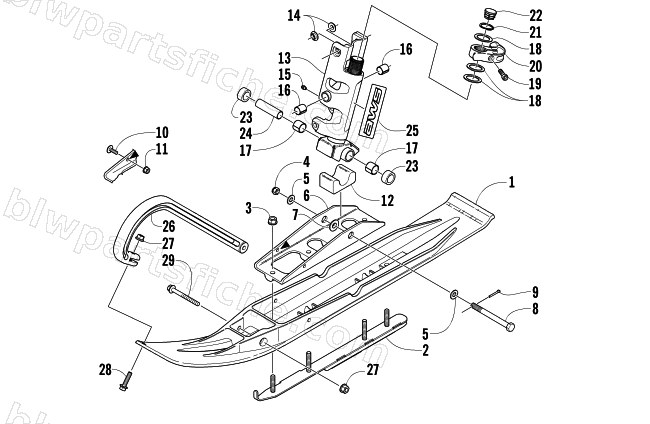 SKI AND SPINDLE ASSEMBLY diagram