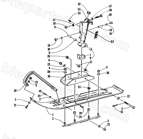 SKI AND SPINDLE ASSEMBLY diagram