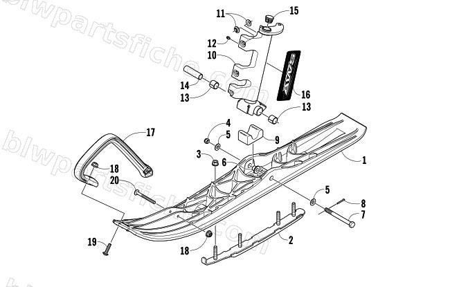 SKI AND SPINDLE ASSEMBLY diagram