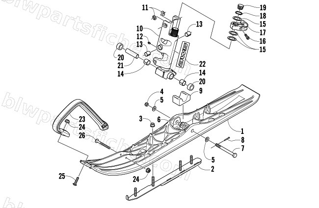 SKI AND SPINDLE ASSEMBLY diagram