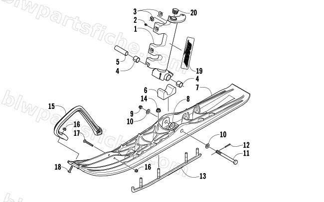 SKI AND SPINDLE ASSEMBLY diagram