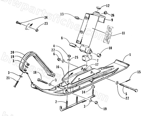 SKI AND SPINDLE ASSEMBLY diagram