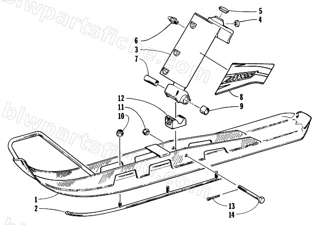 SKI AND SPINDLE ASSEMBLY diagram