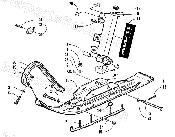 SKI AND SPINDLE ASSEMBLY (International) diagram