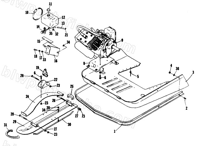 SKI, ENGINE, AND BELLY PAN diagram