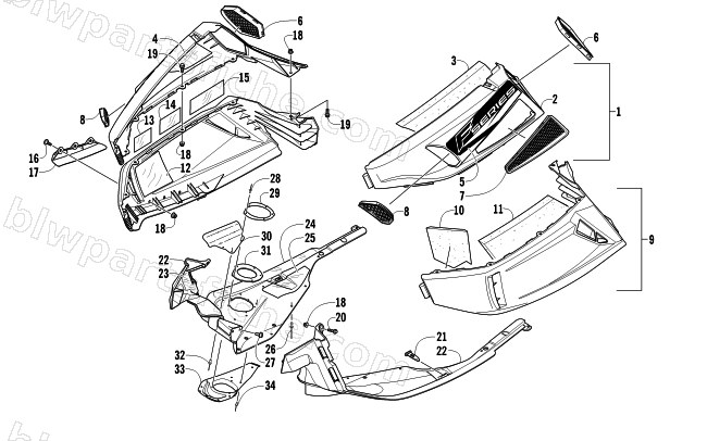SKID PLATE AND SIDE PANEL ASSEMBLY diagram