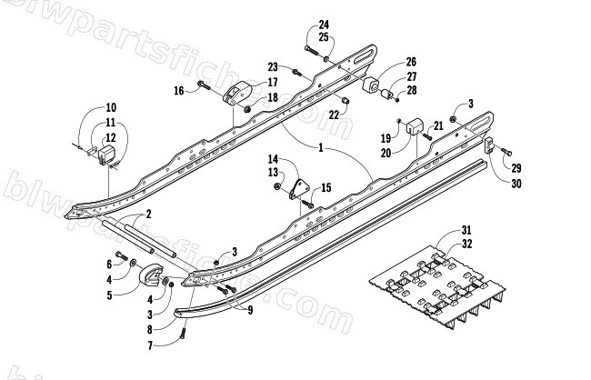 SLIDE RAIL AND TRACK ASSEMBLY diagram