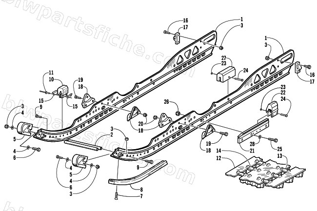 SLIDE RAIL AND TRACK ASSEMBLY (LE) diagram