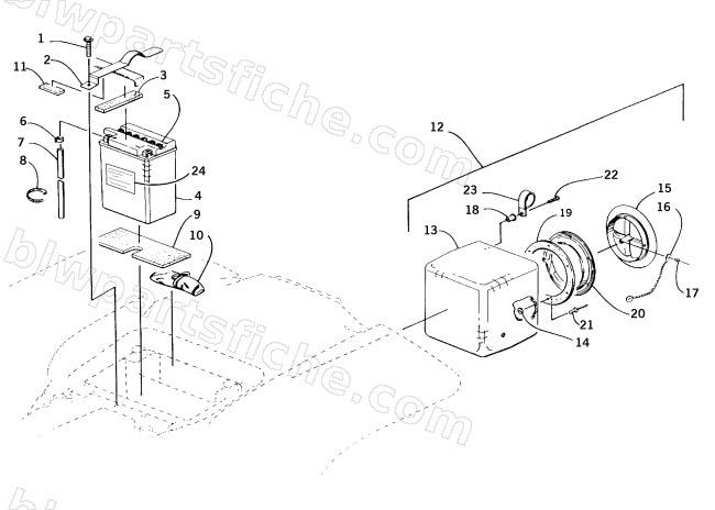 STORAGE BOX AND BATTERY ASSEMBLY diagram