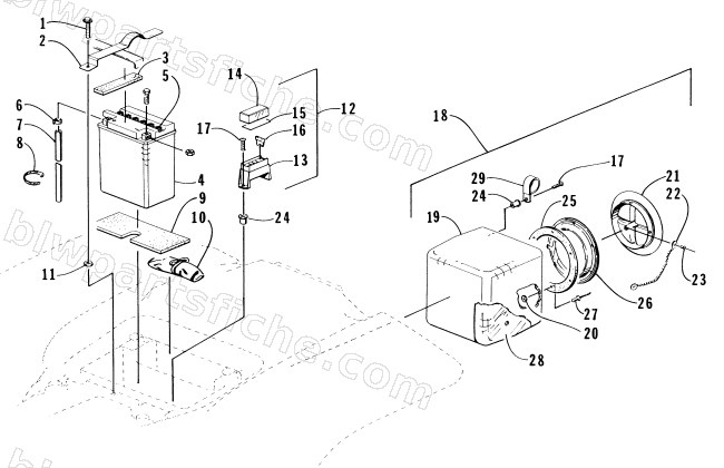 STORAGE BOX AND BATTERY ASSEMBLY diagram