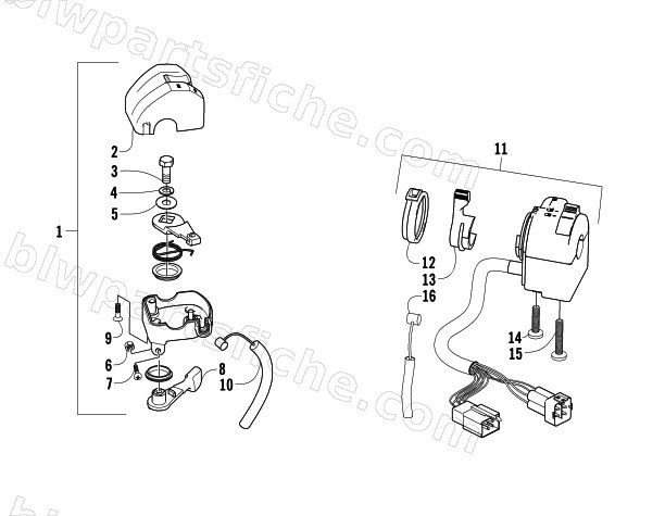 THROTTLE CASE AND CONTROL SWITCH ASSEMBLIES diagram