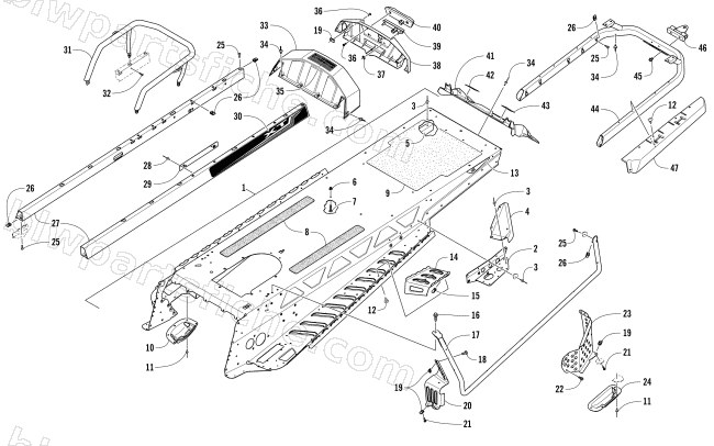 TUNNEL AND REAR RACK ASSEMBLY diagram