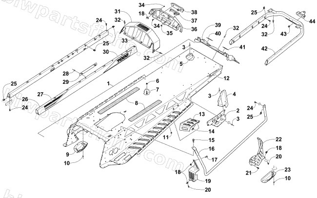 TUNNEL AND REAR RACK ASSEMBLY (US) diagram