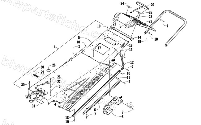 TUNNEL, REAR BUMPER, AND TAILLIGHT ASSEMBLY diagram