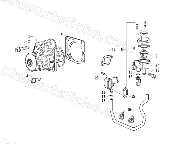 WATER PUMP AND THERMOSTAT HOUSING ASSEMBLY diagram