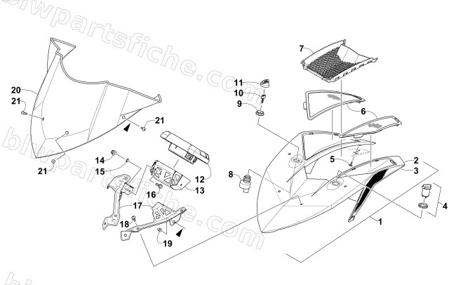 WINDSHIELD AND INSTRUMENT ASSEMBLIES diagram