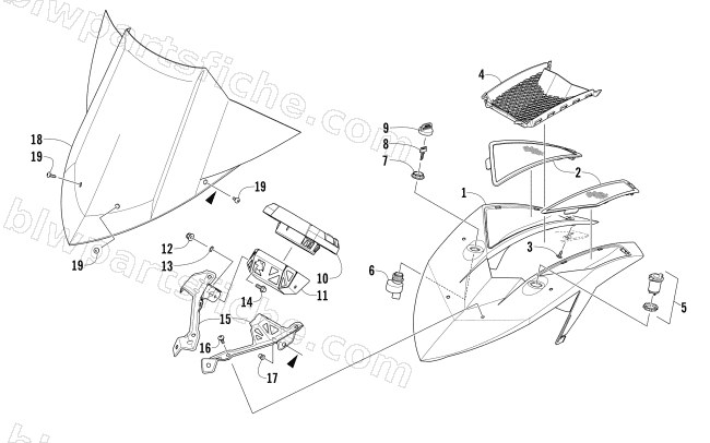 WINDSHIELD AND INSTRUMENTS ASSEMBLIES diagram