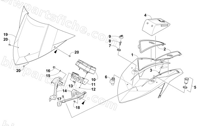 WINDSHIELD AND INSTRUMENTS ASSEMBLIES diagram