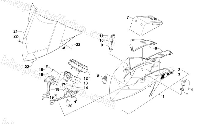 WINDSHIELD AND INSTRUMENTS ASSEMBLIES diagram