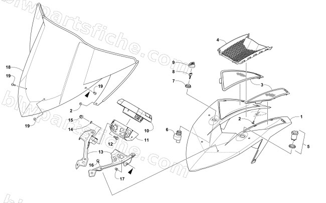 WINDSHIELD AND INSTRUMENTS ASSEMBLIES diagram
