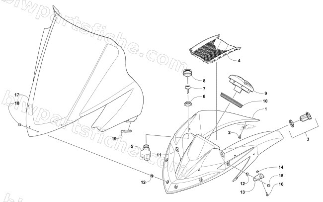 WINDSHIELD AND INSTRUMENTS ASSEMBLIES diagram