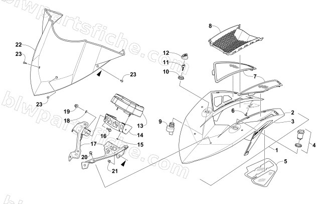 WINDSHIELD AND INSTRUMENTS ASSEMBLIES diagram