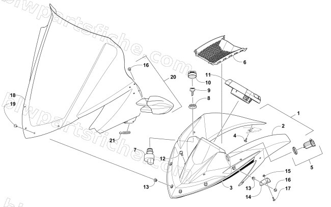 WINDSHIELD AND INSTRUMENTS ASSEMBLIES diagram