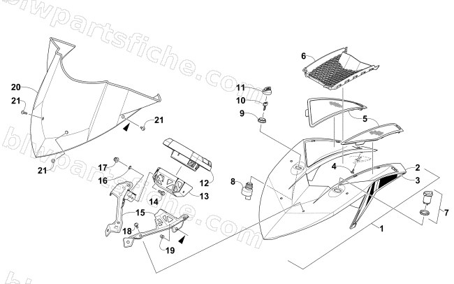 WINDSHIELD AND INSTRUMENTS ASSEMBLIES diagram