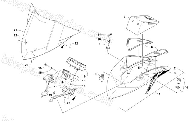 WINDSHIELD AND INSTRUMENTS ASSEMBLIES diagram