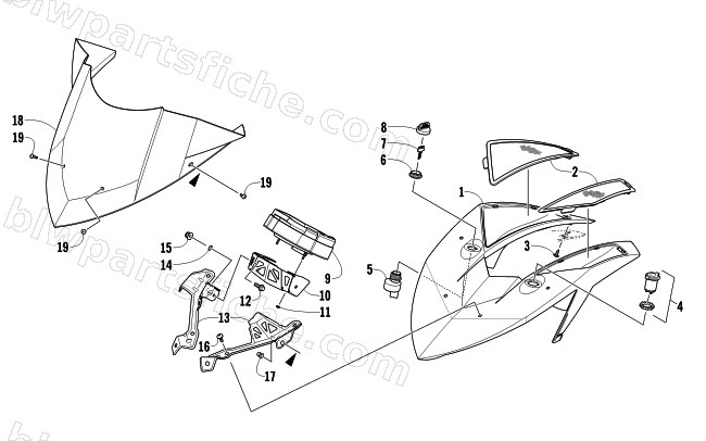 WINDSHIELD AND INSTRUMENTS ASSEMBLIES diagram
