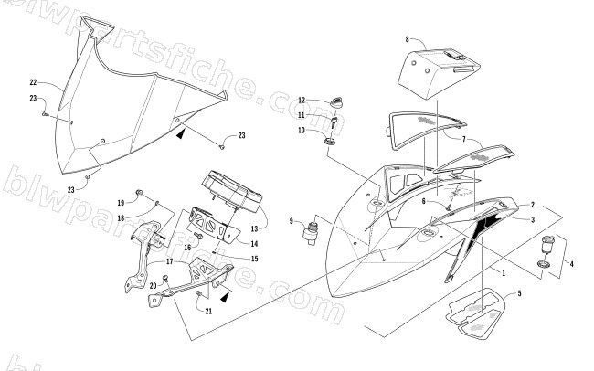 WINDSHIELD AND INSTRUMENTS ASSEMBLIES diagram