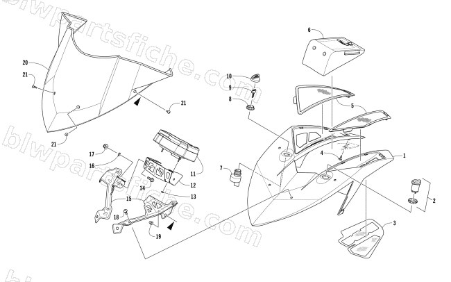 WINDSHIELD AND INSTRUMENTS ASSEMBLIES diagram