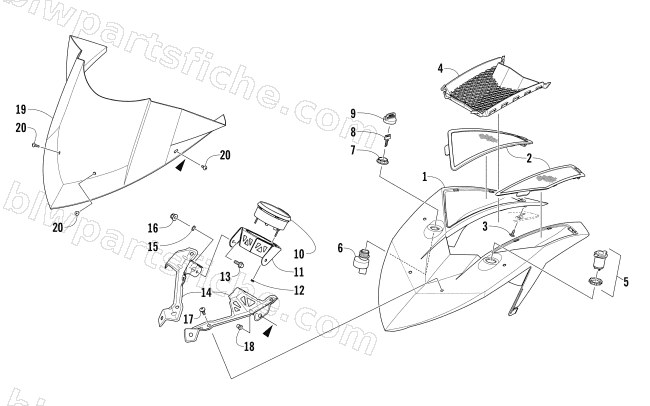 WINDSHIELD AND INSTRUMENTS ASSEMBLIES diagram