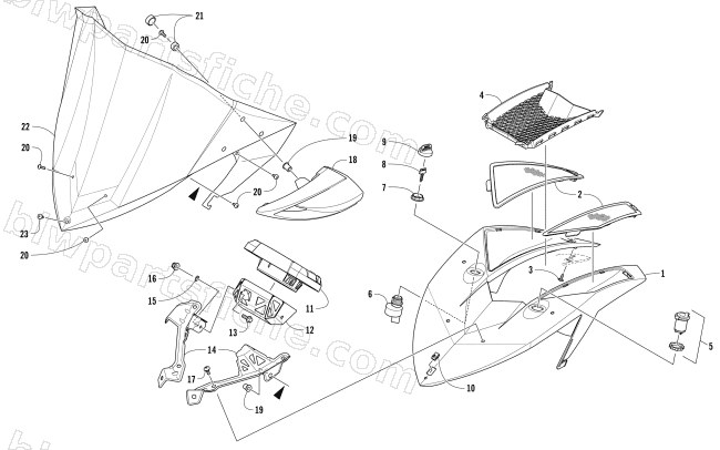 WINDSHIELD AND INSTRUMENTS ASSEMBLIES diagram