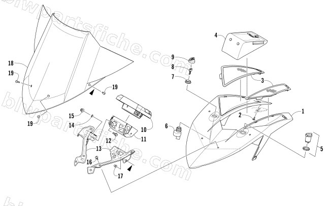 WINDSHIELD AND INSTRUMENTS ASSEMBLIES diagram