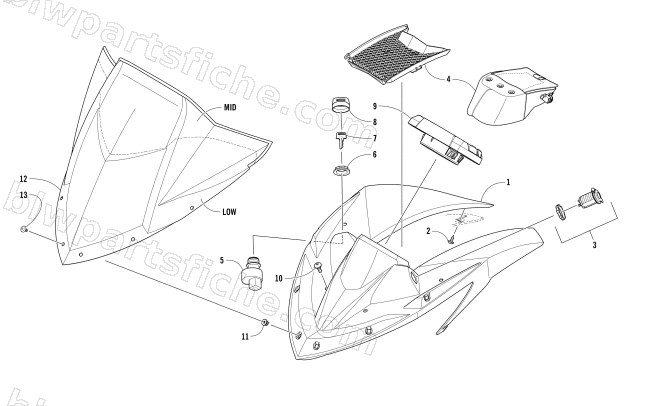 WINDSHIELD AND INSTRUMENTS ASSEMBLIES diagram