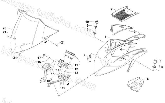 WINDSHIELD AND INSTRUMENTS ASSEMBLIES diagram